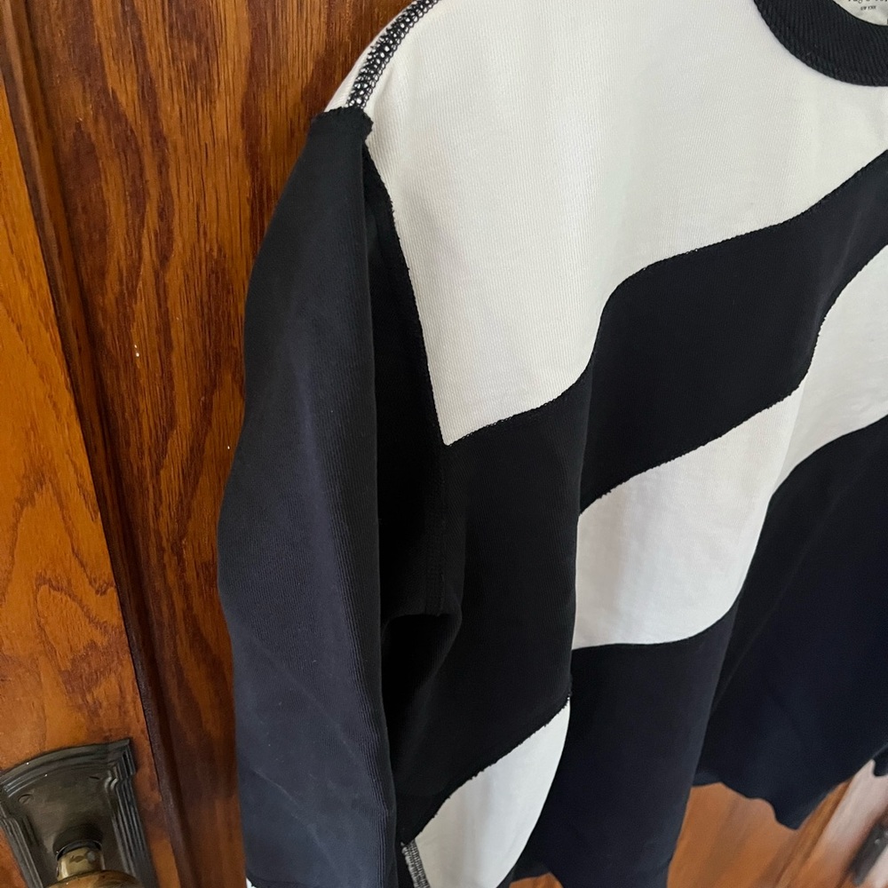Rag & Bone Black and White Colorblock Cotton Crewneck Sweatshirt Like New size M - Picture 3 of 10